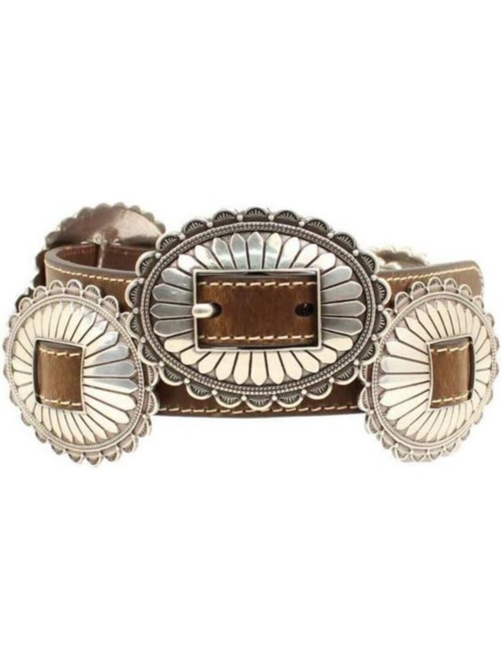 Stylish Women's Brown Oval Concho Belt - Western Fashion Accessory, Perfect Fit